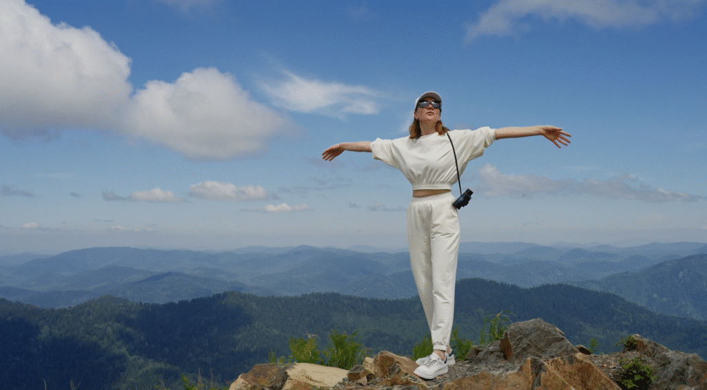 woman on a mountain top